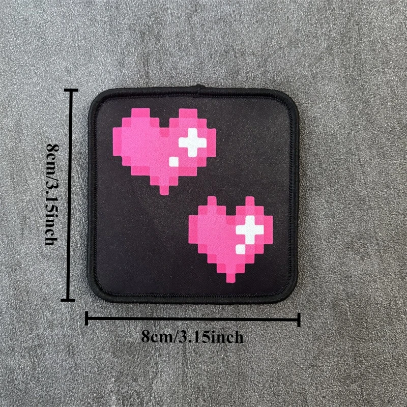 Parche con estampado de corazón de dibujos animados para ropa, insignia de moral táctica, parches con gancho, brazalete para mochila - imagen 5