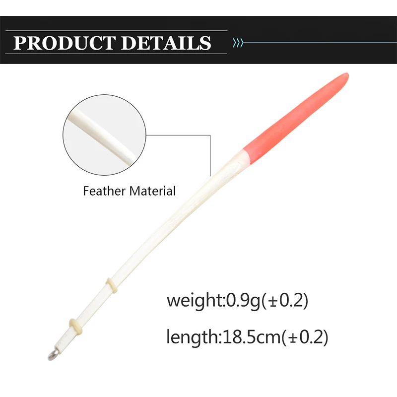 Juego de flotadores de pesca pintados con plumas, Kit de corcho de pesca, tubos flotantes de cola dura, aparejos, accesorios de pesca, 10/30 Uds. - imagen 2