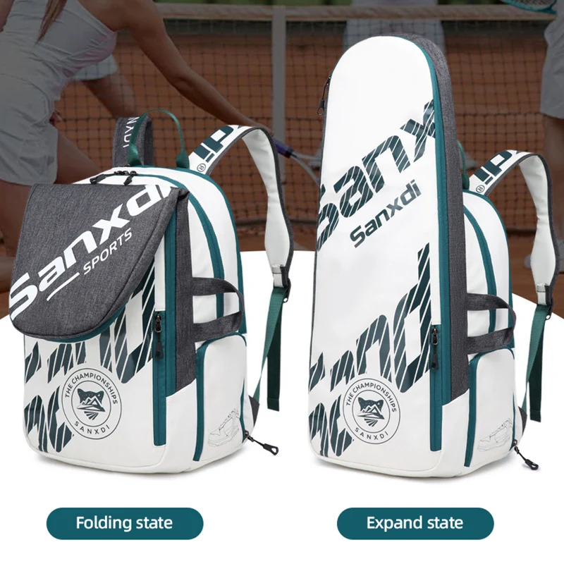 Mochila plegable para paletas de tenis para hombre, bolsa para raqueta de bádminton y Squash con zapatos, bolso de Racquetball, bolsa de entrenamiento para deportes al aire libre - imagen 2
