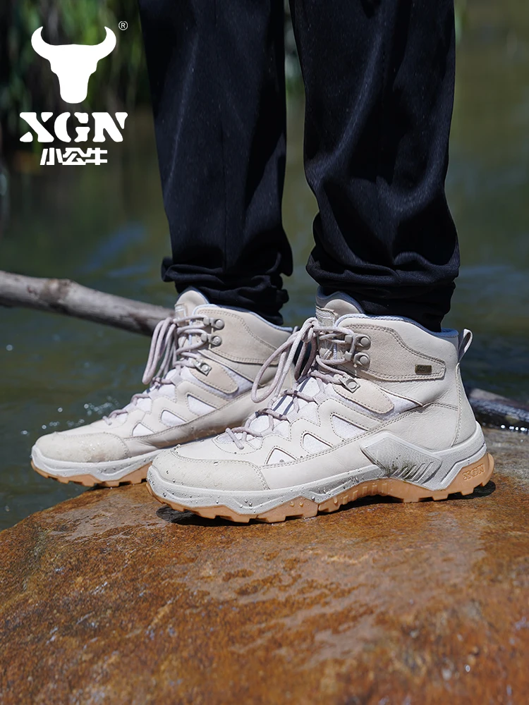 XGN EVENT-zapatos de senderismo impermeables para hombre, zapatillas de deporte de piel de vaca de montaña, botas de caza, botines tácticos de combate en el desierto, botas de trekking para mujer - imagen 2