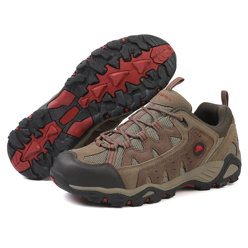 HIKEUP Zapatos de senderismo de ajuste ancho de cuero premium para hombre - Botas de rastreo al aire libre antideslizantes para pies de gran tamaño - imagen 5