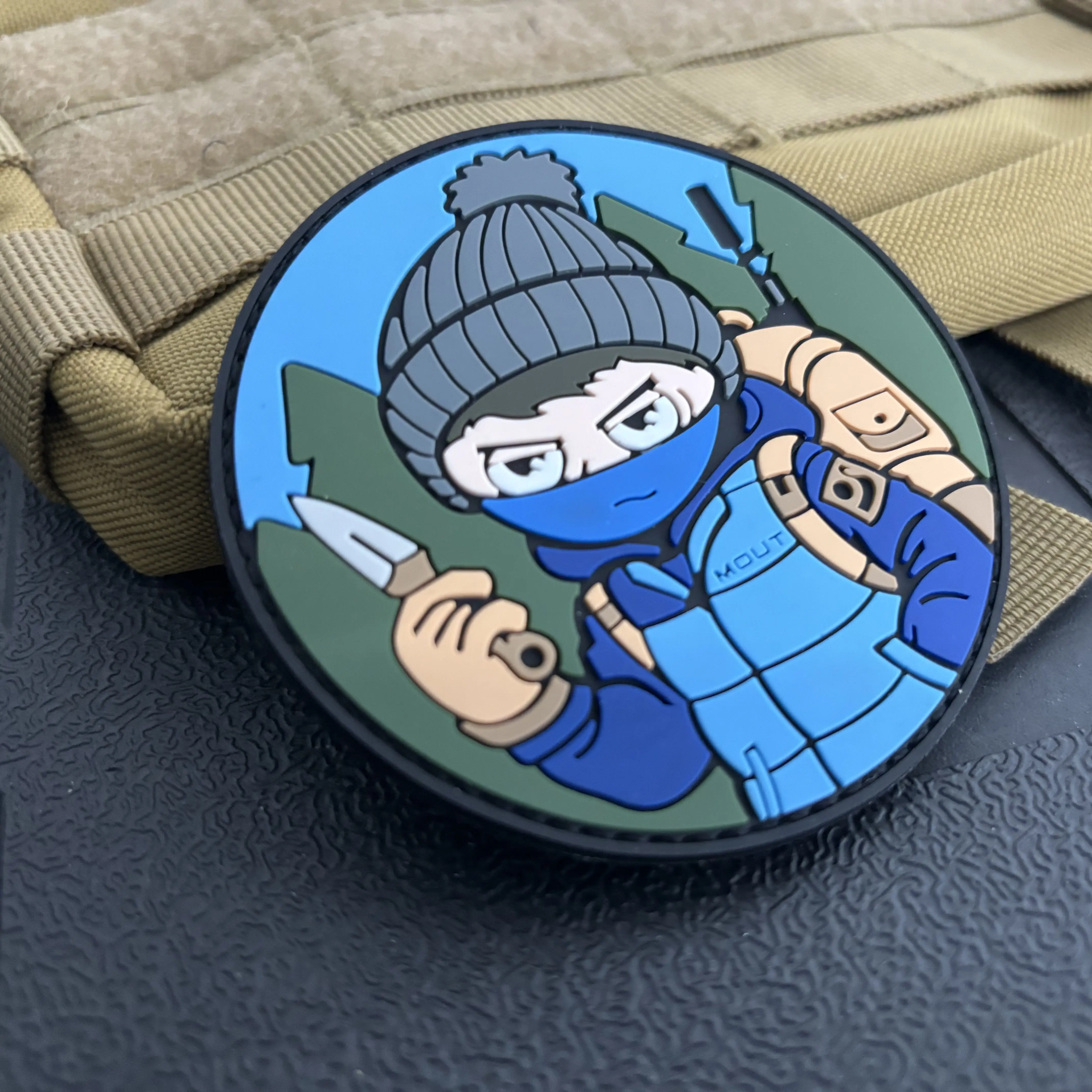 Parche Antiterror ruso 3D de PVC, parches tácticos con gancho, pegatinas de mochila militar, cuchillo enmascarado, insignia de moral, accesorios EDC - imagen 2