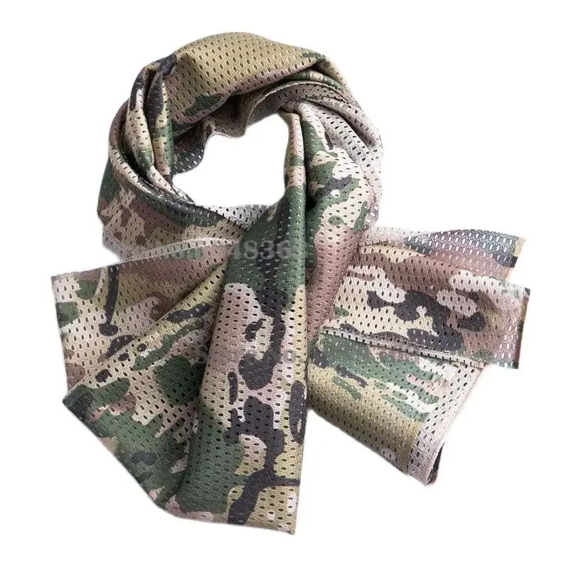 Bufanda táctica para exteriores, bufanda de malla de camuflaje para el cuello, máscara facial, envoltura para la cabeza, transpirable, para acampar, cazar, senderismo, bufandas, ropa - imagen 2