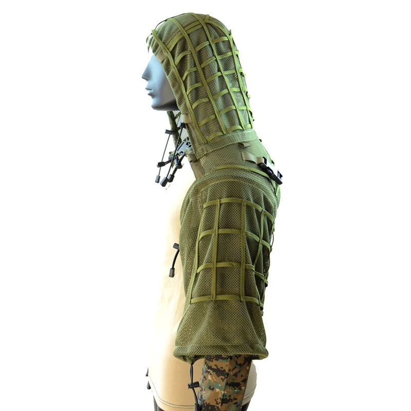 Traje táctico de francotirador 3D Camo Ghillie, traje Ghillie de malla Airsoft, capucha de Viper, caza, tiro, combate, abrigo de tela Ripstop, ropa - imagen 4