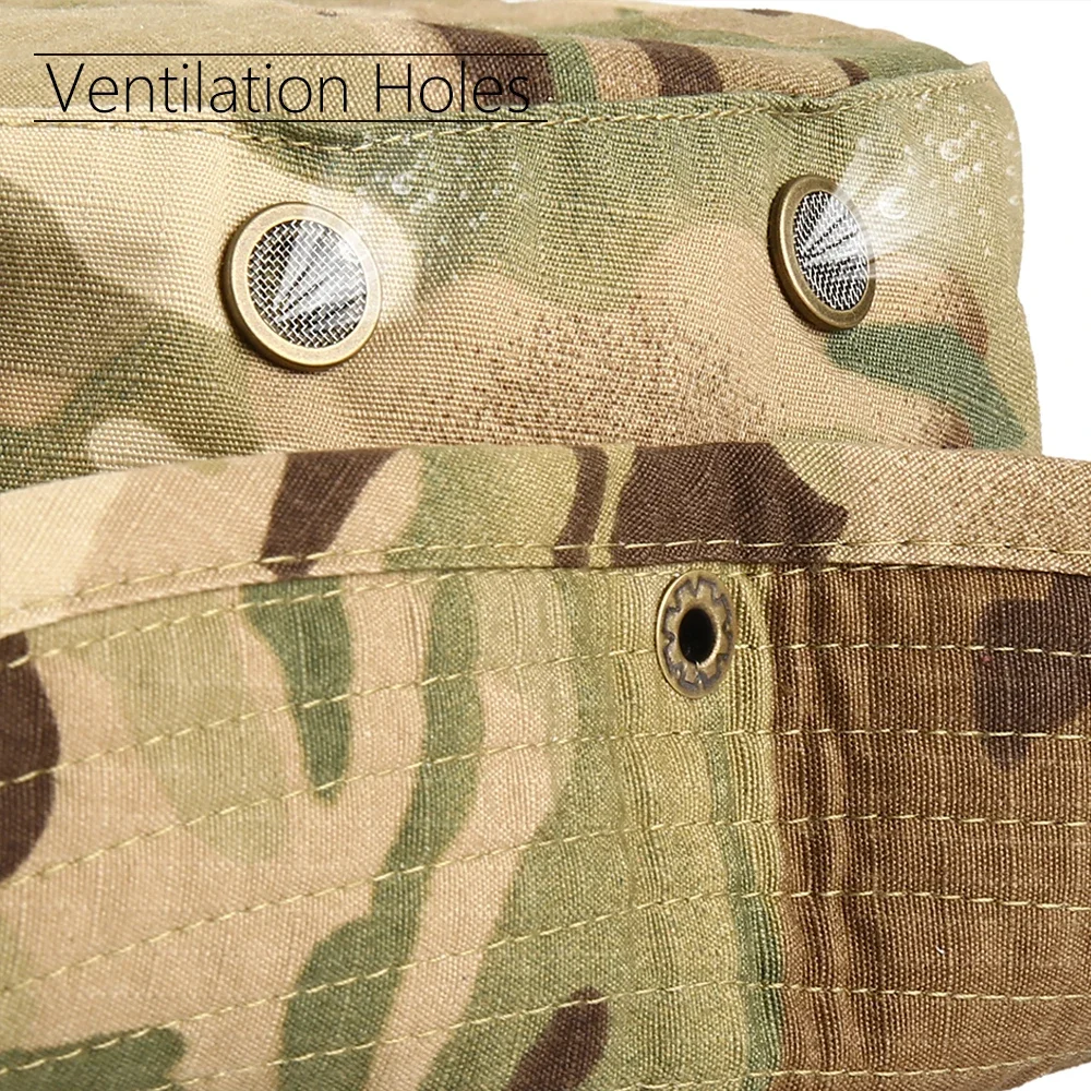 Boonie sombrero de camuflaje para hombre, gorra deportiva a prueba de viento, cubo a prueba de sol, pesca, senderismo, caza, Camping, escalada, gorras de Panamá - imagen 5