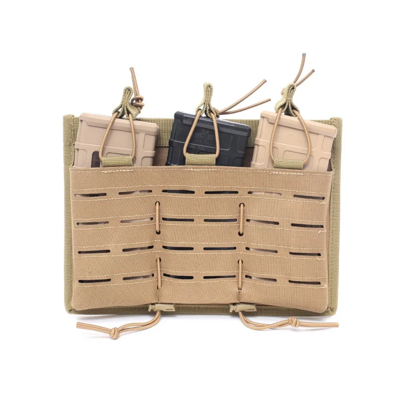 Bolsa táctica 5,56 para revistas, bolsa Triple de corte láser Molle Mag para AK 47 74 AR15 M4 Fast Mag Holser, accesorios de caza abiertos - imagen 5