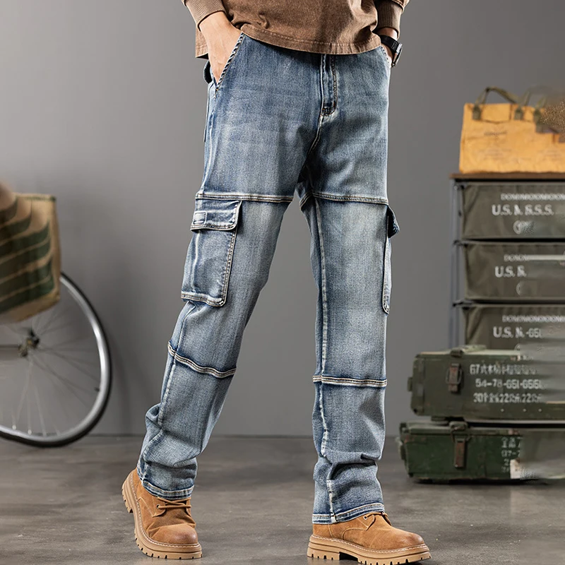 Pantalones cargo tácticos multibolsillos hombre, rectos trabajo - imagen 2