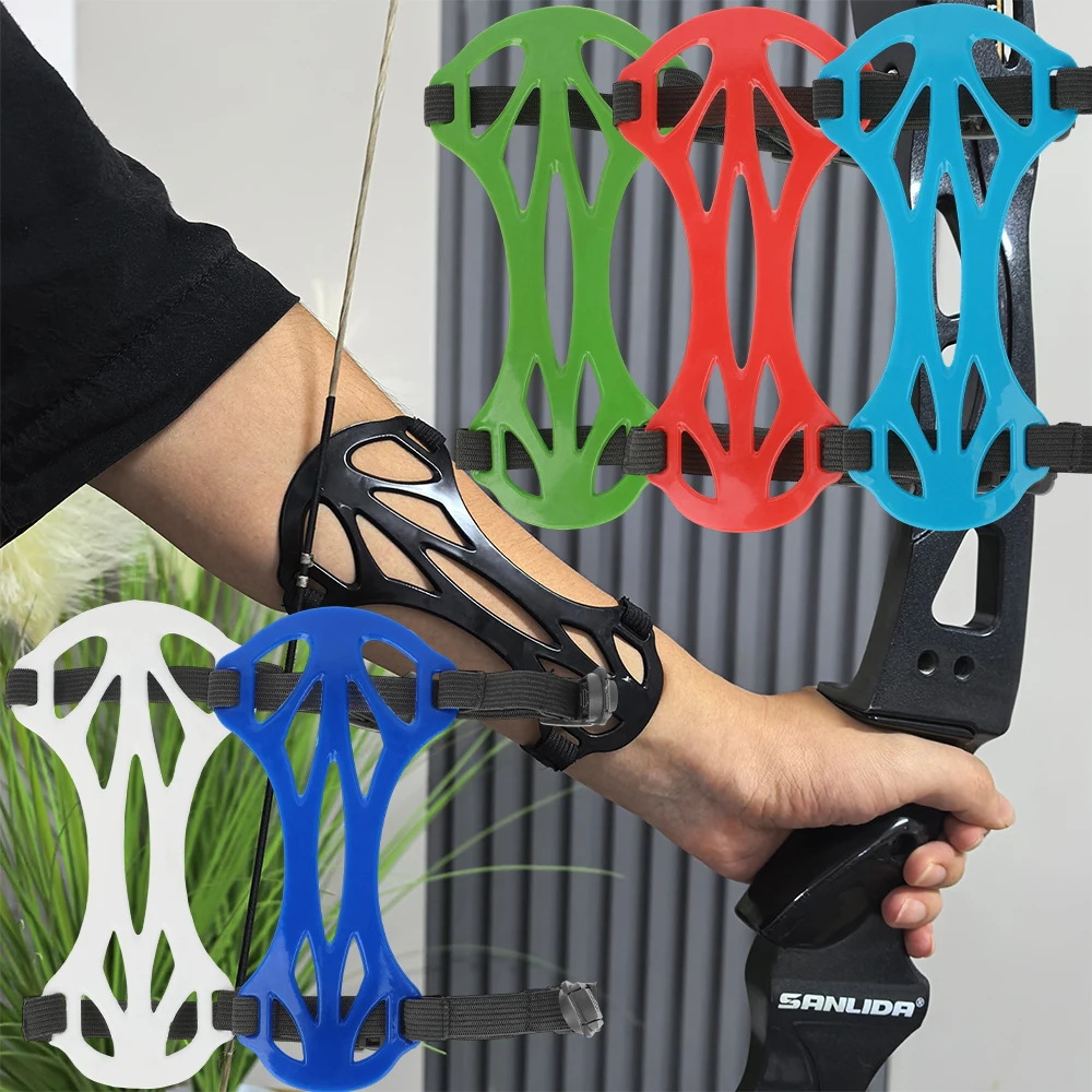 ‌ Protector de brazo de tiro con arco de plástico Protector de antebrazo ajustable transpirable para arco recurvo entrenamiento caza para adultos jóvenes principiantes - imagen 2