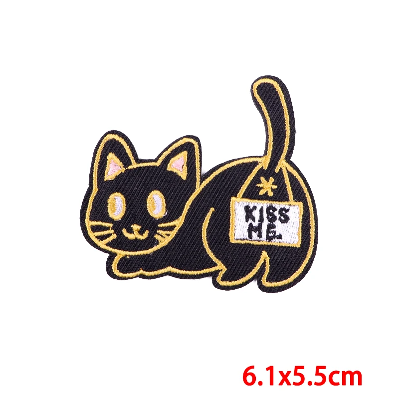 Parches bordados de gato bonito para ropa, parches termoadhesivos para ropa de niños, apliques, insignias de dibujos animados, pegatinas de animales - imagen 4