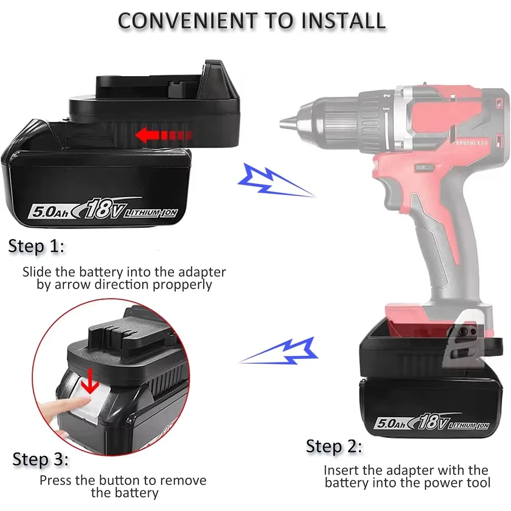 Adaptador de batería MT20ML para batería de iones de litio Makita de 18V, convertido a herramientas Milwaukee M18 de 18V, convertidor de batería - imagen 4