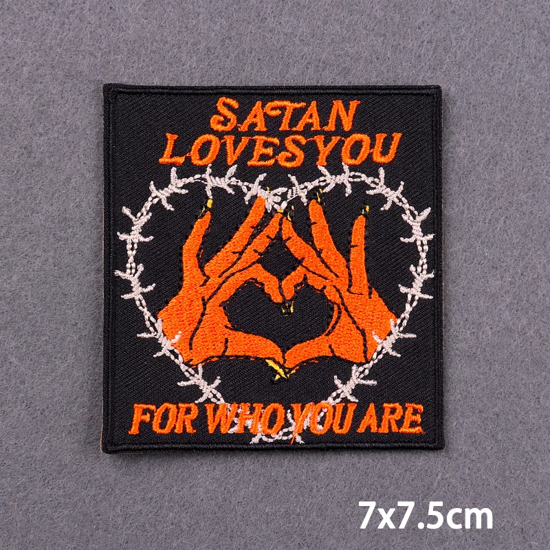 Parches para planchar de Satán te ama, parches bordados de calavera Punk para ropa, pegatinas termoadhesivas para planchar, apliques DIY - imagen 4
