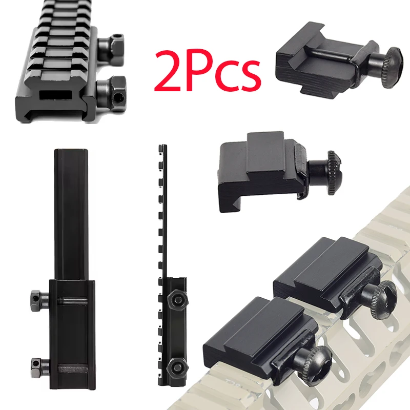 Convertidor de perfil bajo, adaptador de montaje de anillo de alcance de 11mm a 20mm, adaptador de montaje vertical de extensión de riel Picatinny táctico de 20mm, 2 uds.
