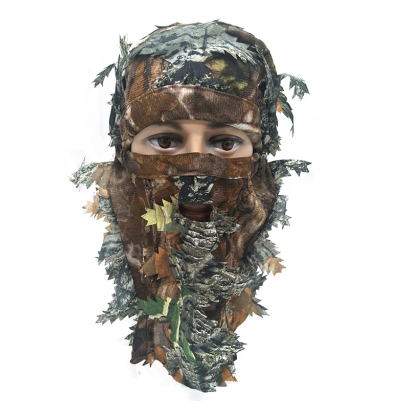 Ghillie-Sombrero de camuflaje de hoja 3D, máscara de cara completa, sombreros, accesorios de caza de camuflaje de Turquía, capucha de caza, gorra táctica de Airsoft - imagen 5