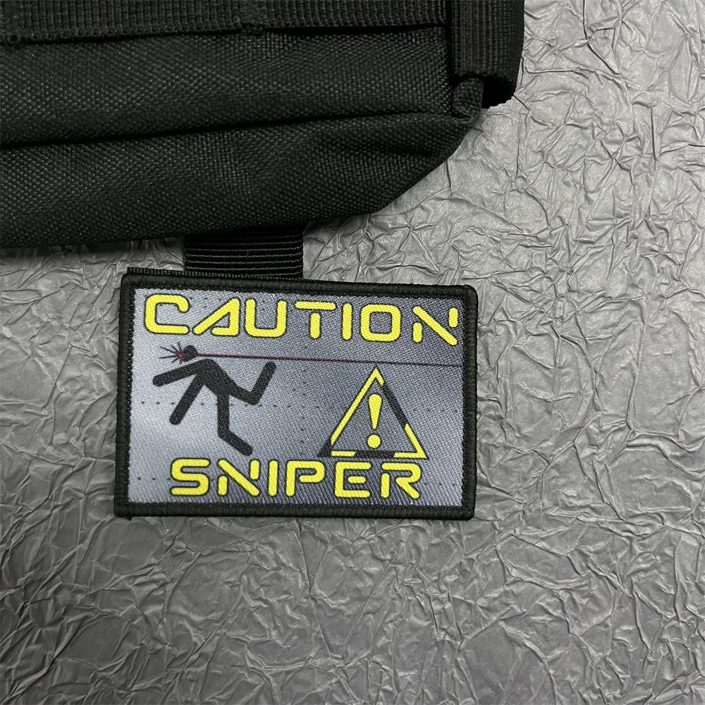 Parches de francotirador de precaución para ropa, pegatinas de impresión, mochila militar táctica, gancho y bucle, Wappen al aire libre - imagen 3