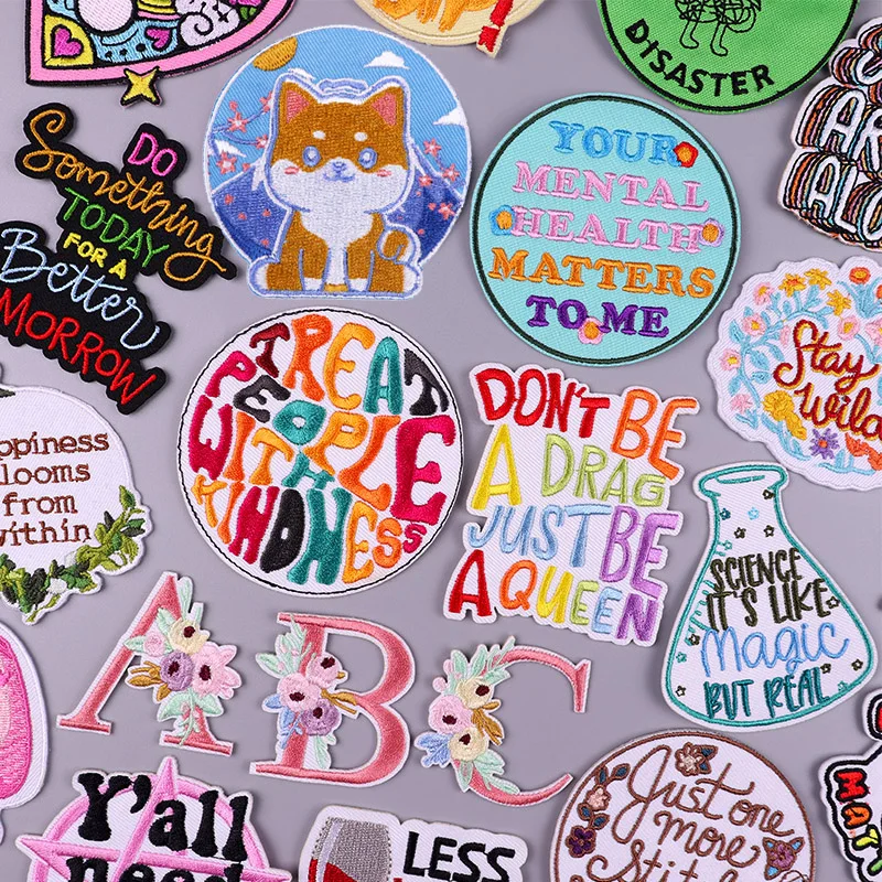 Parche de dibujos animados, parche bordado de animales/letras, parches para planchar para ropa, parches termoadhesivos para ropa, chaqueta, pegatina para coser