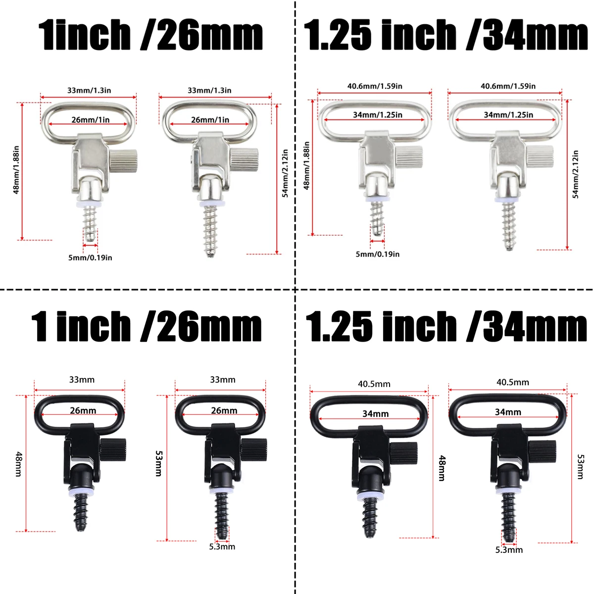 Soporte de eslinga giratoria de separación rápida para correas de 1 pulgada o 1,25 pulgadas Rifle QD juego giratorio desmontable rápido Kit de montaje de pistola de Metal eslinga - imagen 2