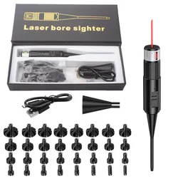 Kit de mira de puntuación de colimador láser para calibre.177 a 12GA, Boresighter de punto rojo para caza con adaptador de 32 Uds.