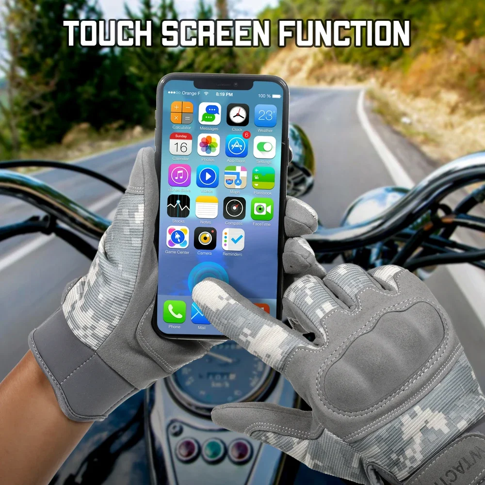 ACU camuflaje pantalla táctil motocicleta nudillo duro guantes de dedo completo Moto motociclista Motocross equipo de protección para hombres - imagen 3