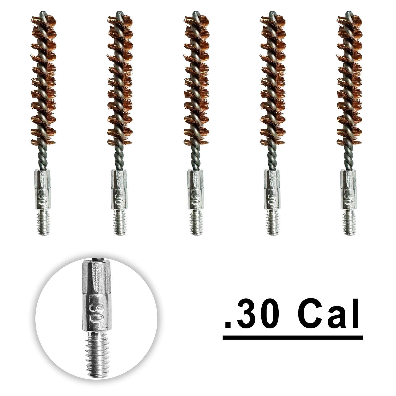 5 uds cepillo de diámetro de bronce. 30Cal.17Cal.22Cal 9mm cepillo de limpieza de pistola para Kit de limpieza de Rifle mantenimiento de pistola - imagen 5