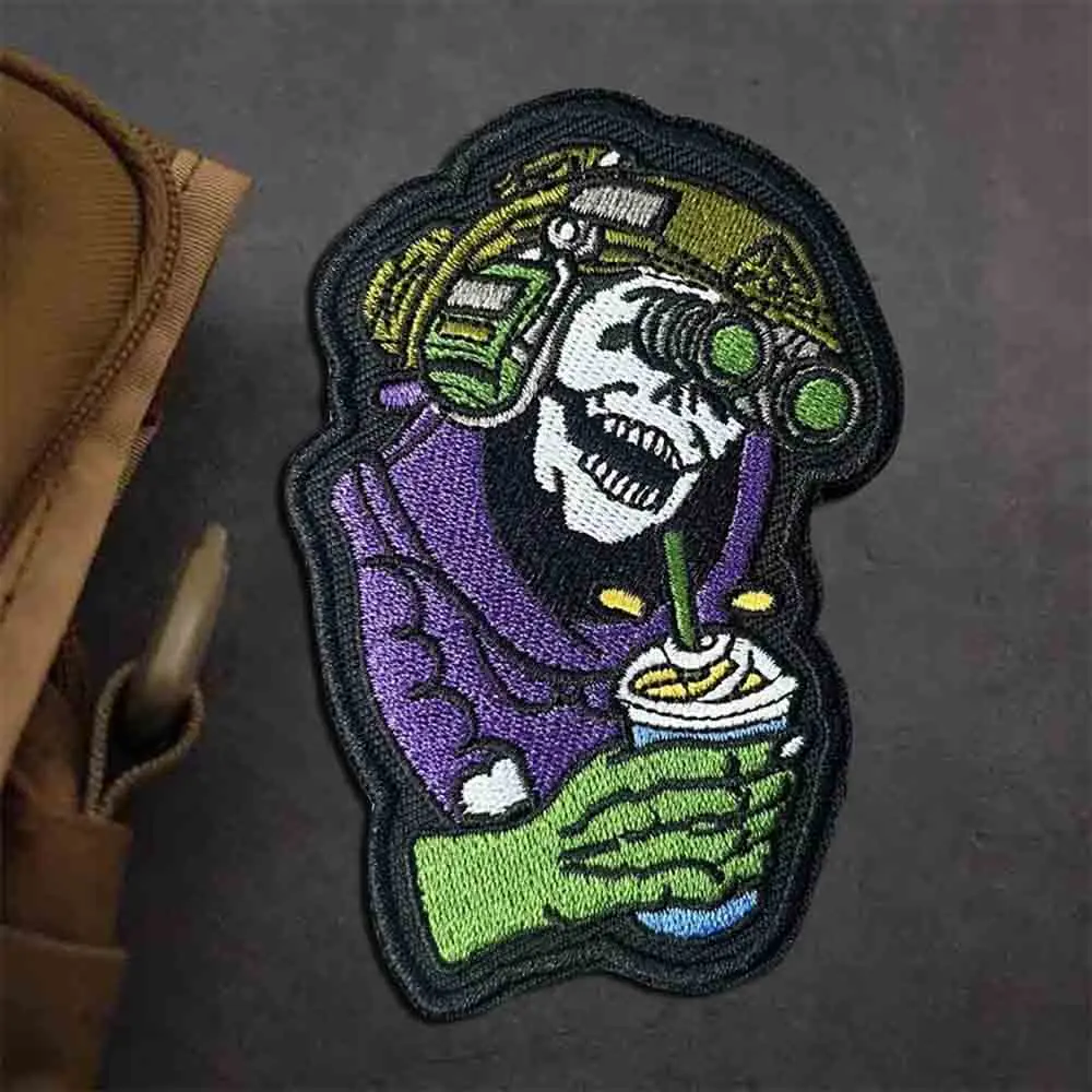 Parche táctico del grupo de observaciones hacia adelante, parches bordados con gancho y bucle de calavera, insignia de moral del ejército militar, pegatinas para mochila