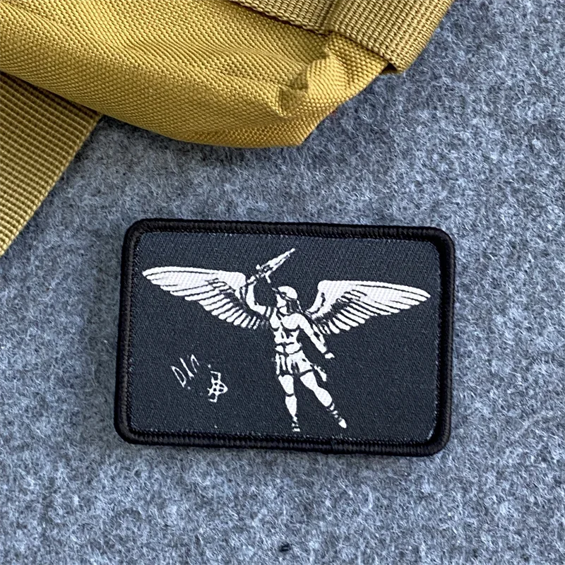 Parches estampados de espada de Ángel, insignias de moral táctica divertidas, brazaletes de gancho y bucle, mochila, ropa, pegatinas decorativas - imagen 5