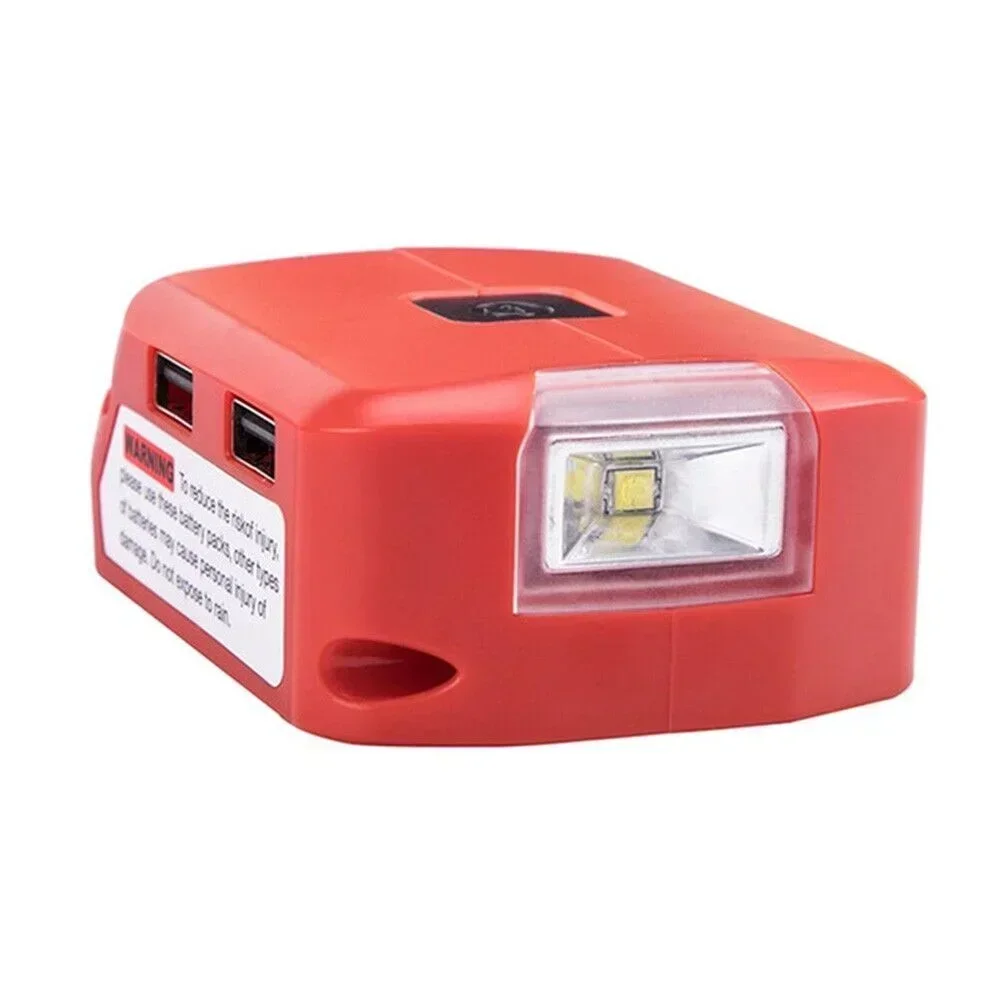 Adaptador de luz LED para Lámpara de trabajo, linterna USB, cargador de teléfono móvil, salida de CC de 12V para Milwaukee, batería de iones de litio de 18V, M18 - imagen 2