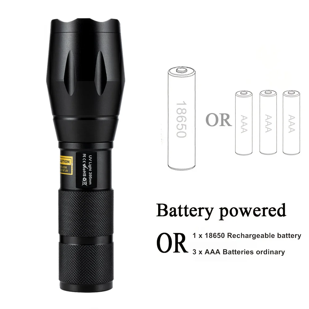 Linterna UV LED tactica zoom 365nm 395nm detector mascotas - imagen 3