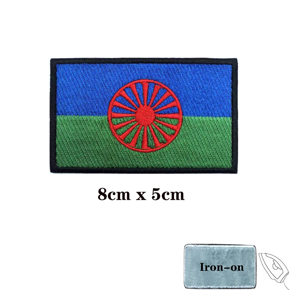 Rom Gypsy Flag Of The Romani parches brazalete parche bordado gancho bucle hierro en insignia bordada raya militar - imagen 2