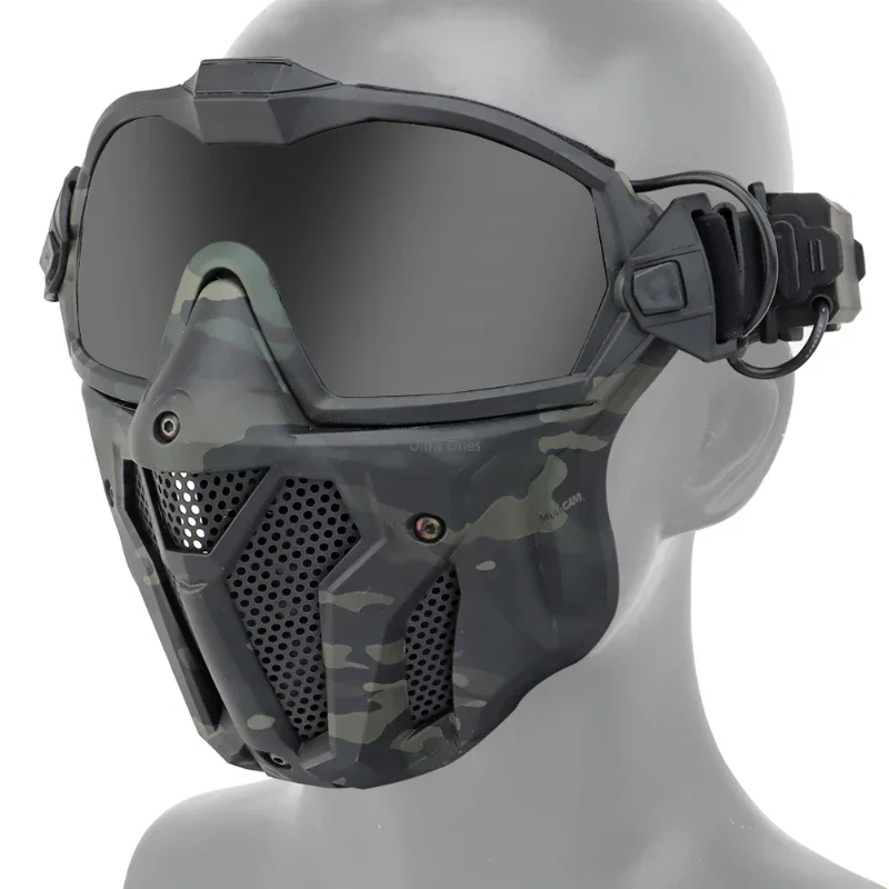 Máscara facial completa Airsoft con microventilador, máscara protectora táctica antiniebla para juegos Cs, máscaras de Paintball para juego de guerra - imagen 3