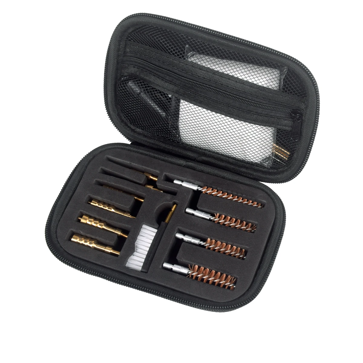 Kit de limpieza de armas.22.357.38 9 mm.40.45 Cal 9 mm Cepillo de orificio de bronce y cepillos de nailon con estuche de transporte Kit de limpieza de rifle - imagen 3