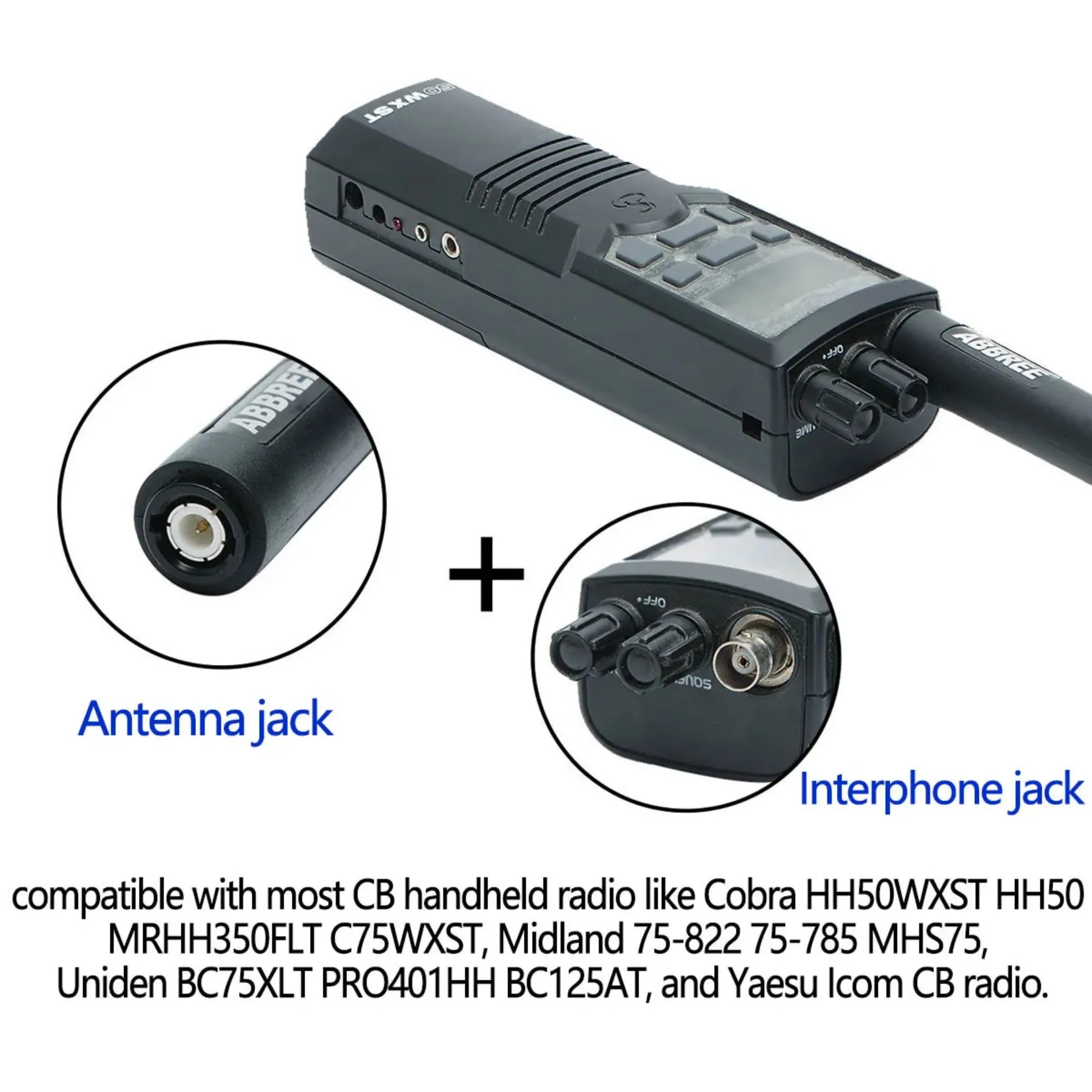ABBREE-antena táctica CB plegable con cuello de cisne, BNC 27MHz BNC 64CM de alta ganancia para Cobra Midland Macon Anytone, Radio CB ham bidireccional - imagen 5
