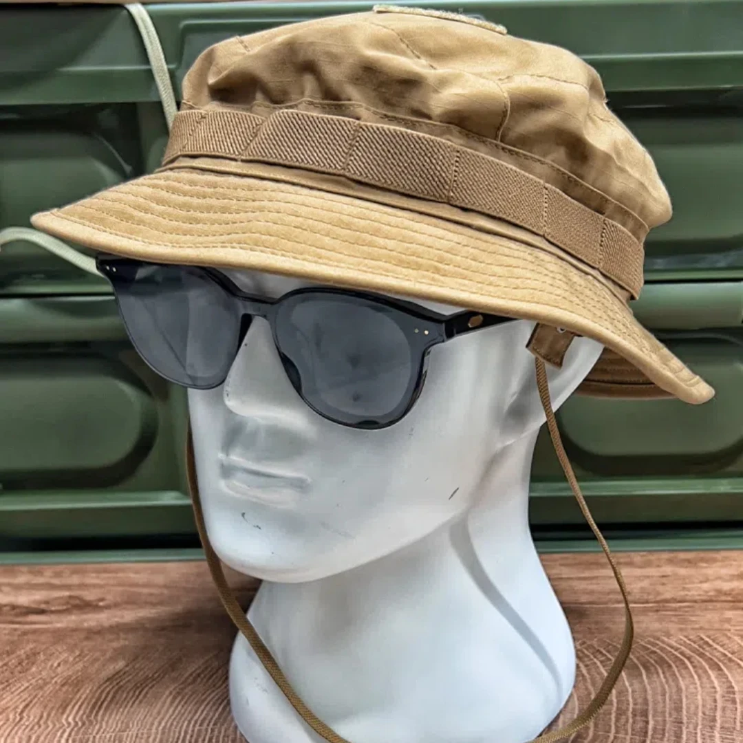 Sombrero de ala redonda para hombre, sombrero táctico de pescador, protector solar, transpirable, Verano