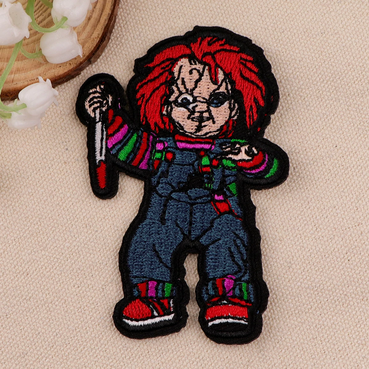 Parche bordado de película de terror para novia de Halloween, parches termoadhesivos para ropa, insignias para coser DIY - imagen 3