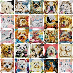 Nuevo diseño, Kits de alfombra con gancho de pestillo de gato rosa, Material bordado, tejido a mano, lindos animales, almohada bordada, gancho de pestillo, regalos