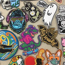 Parches de banda Punk y dibujos animados, ropa de Anime divertida, aplicaciones de planchado, ganchos de ropa de costura de Calavera, pegatina para chaqueta