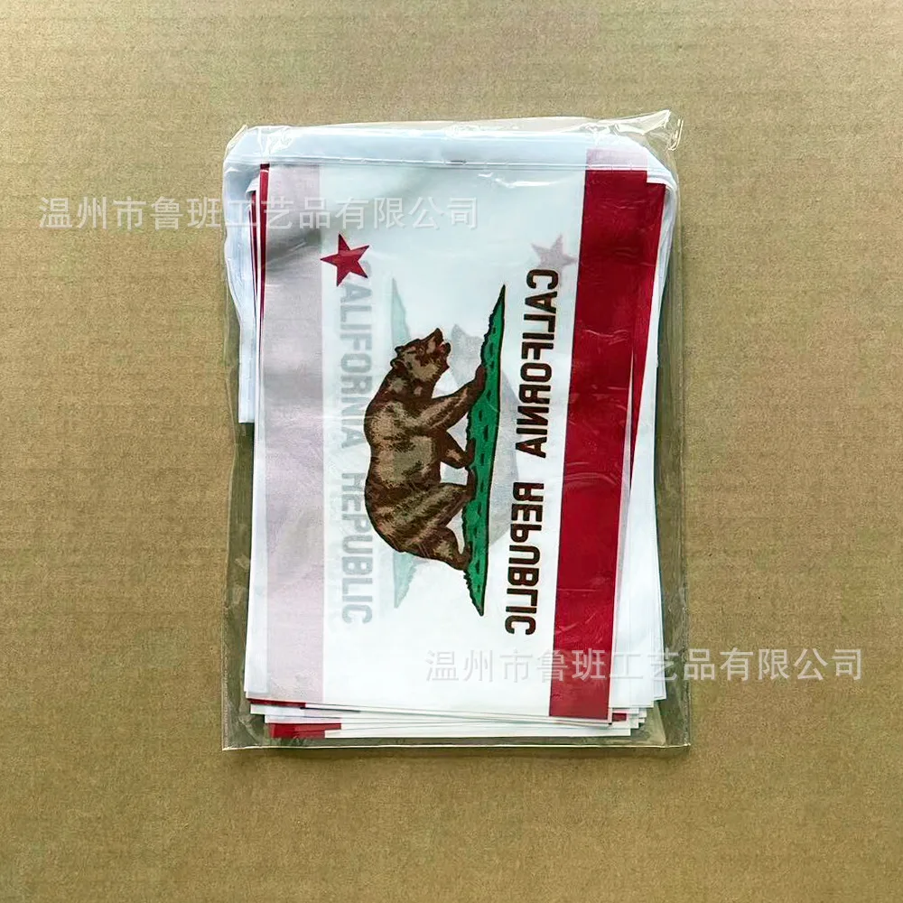 Banderines SKY FLAG de California, 14x21cm, 20 unids/lote, banderas de hilo de EE. UU., bandera de glicín para decoración de fiesta y Festival - imagen 2