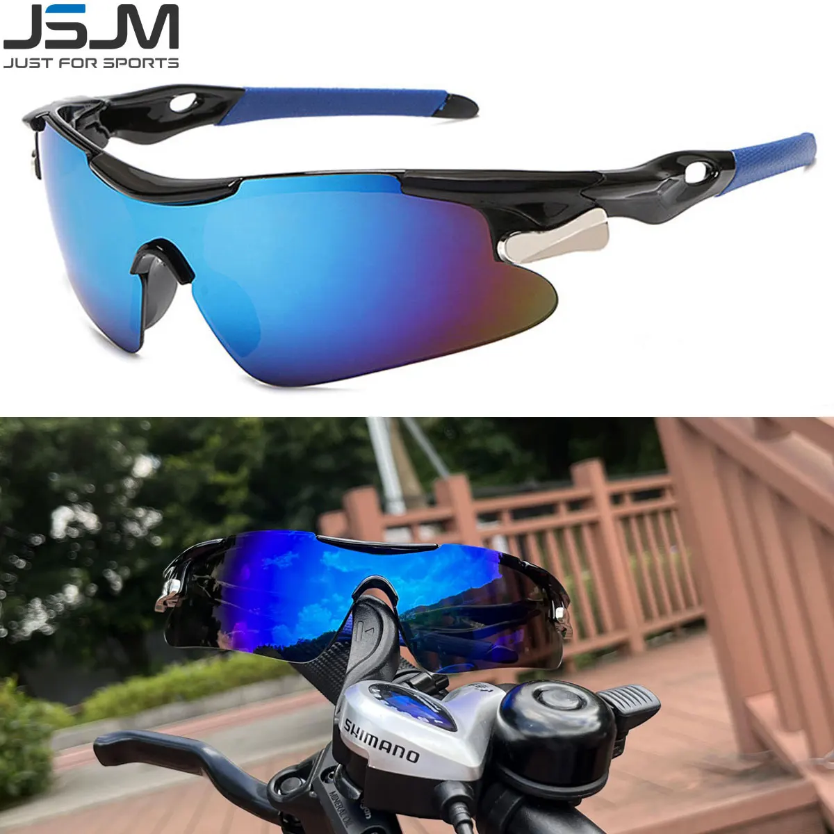 JSJM, gafas de sol para ciclismo al aire libre para hombres, gafas de sol para bicicleta de carretera, protección para montar en montaña, gafas deportivas, gafas de sol para bicicleta MTB - imagen 5