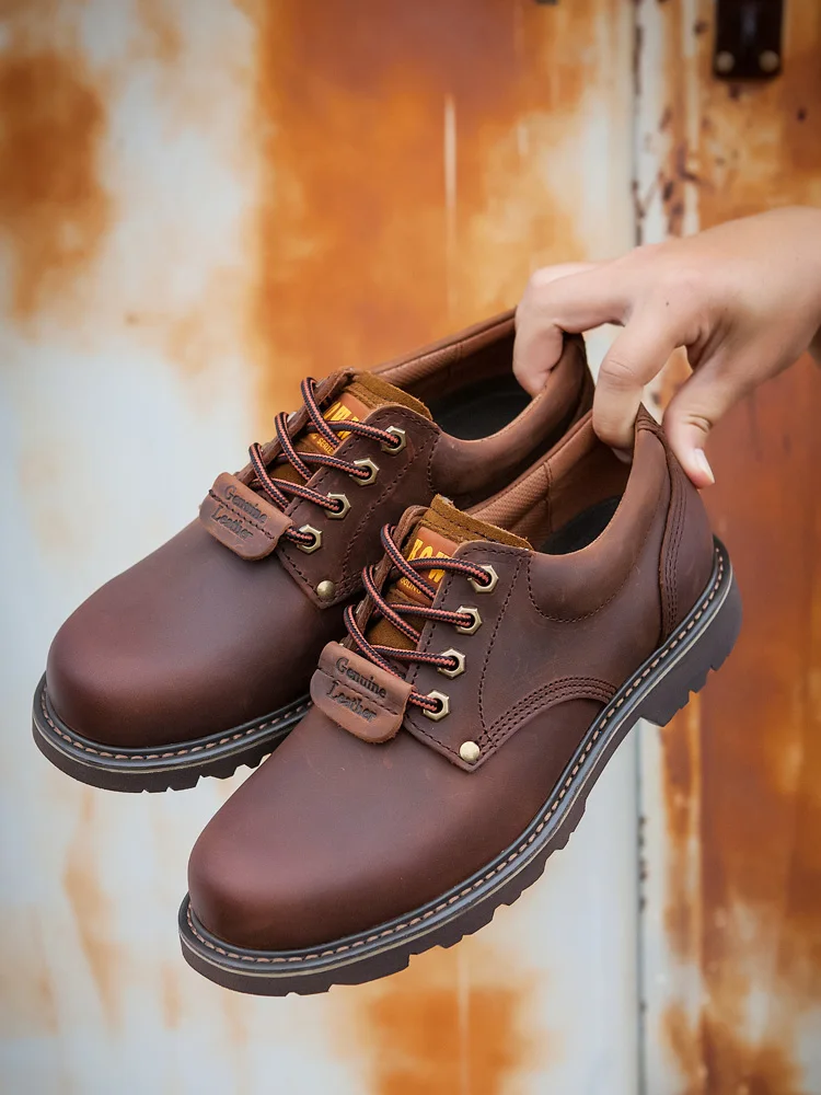 KOWM-zapatos de senderismo de piel de vaca para hombre, botas impermeables para motocicleta, botas tácticas de caza, botines de combate en el desierto, zapatillas de viaje - imagen 3