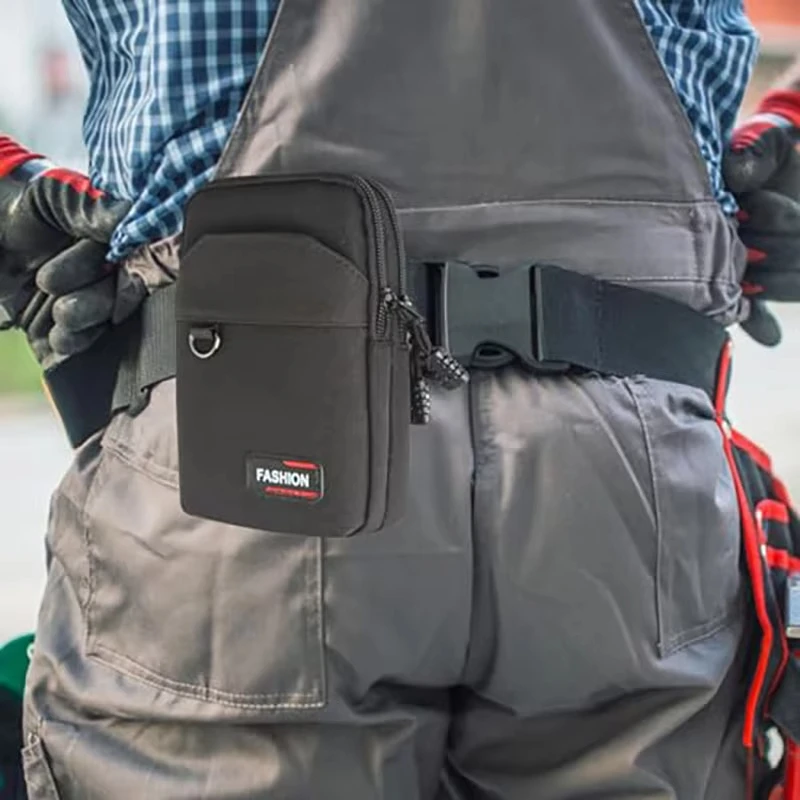 Bolsa de teléfono para hombre con cintura al aire libre de doble capa, riñonera táctica para acampar y cazar, bolsa táctica negra para exteriores - imagen 3