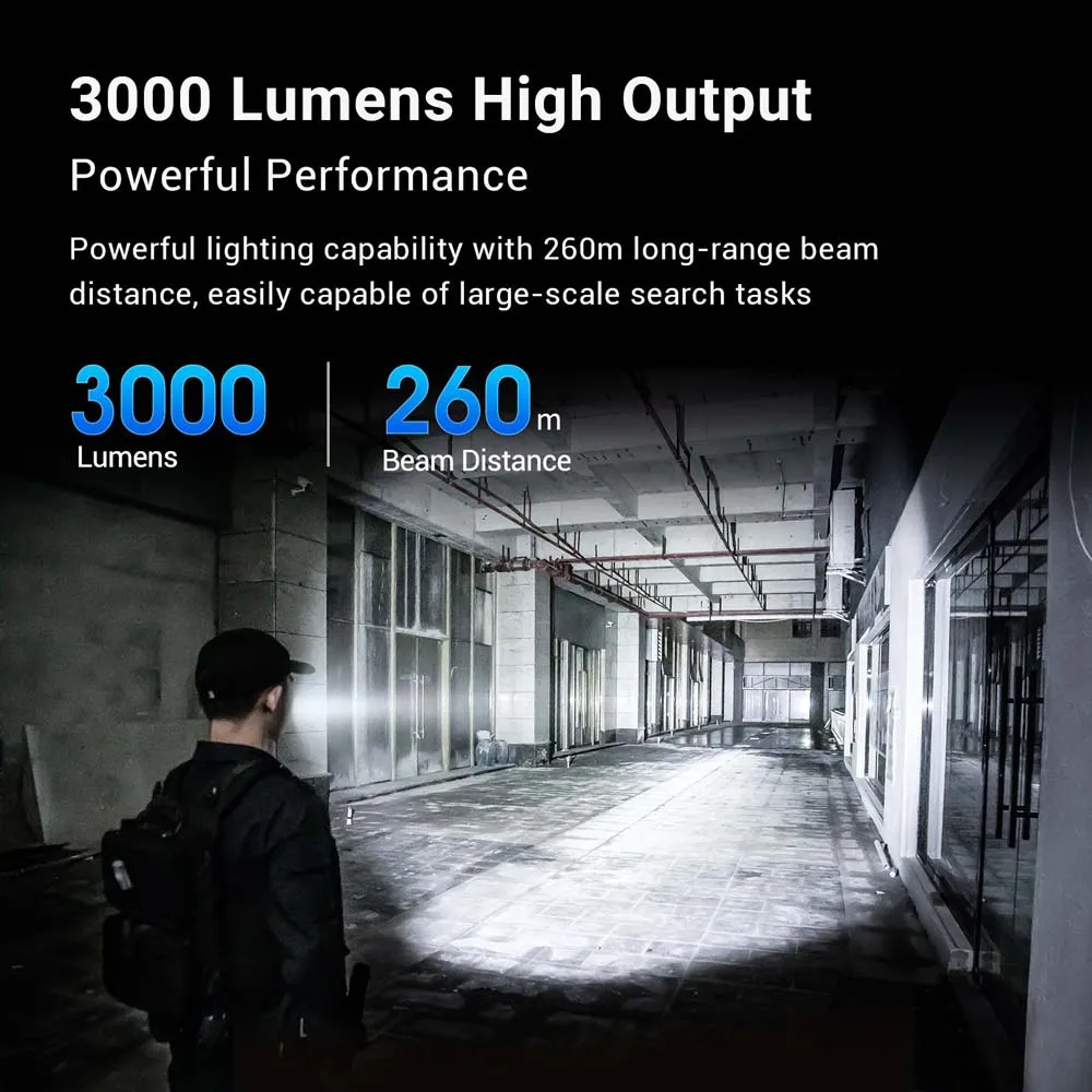 Nextorch-linterna de policía P84 de 3000 lúmenes, antorcha de servicio de advertencia de campo de visión completo, uso policial de servicio, usbc, luz de advertencia - imagen 4