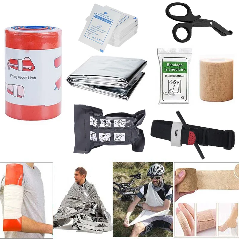 Kits de primeros auxilios de supervivencia, torniquete, vendaje de Israel, manta de rescate, kits de emergencia IFAK, senderismo, Camping, accesorios para traumatismos