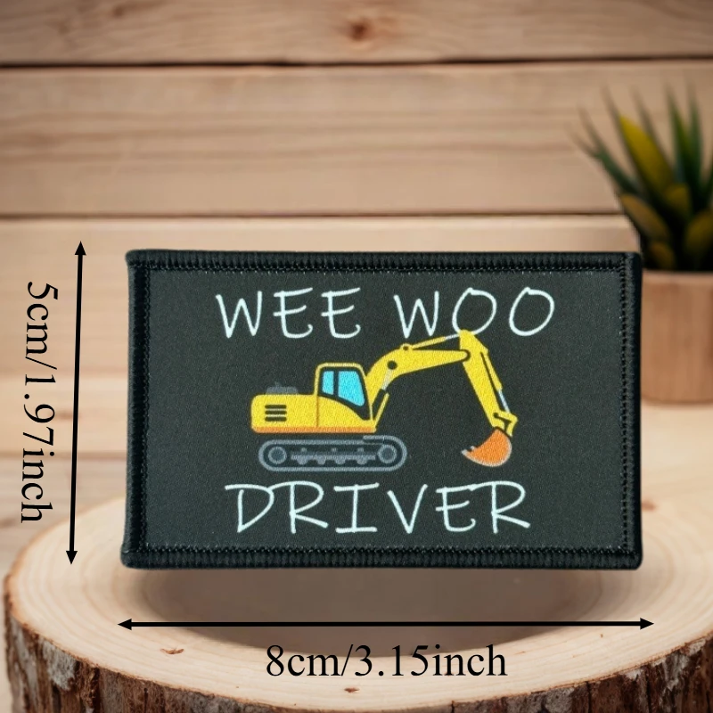 Parche con estampado de conductor WEE WOO, chaleco táctico, gancho y bucle, sombrero, insignia de moral, mochila, pegatinas decorativas, parches para brazalete para ropa - imagen 3