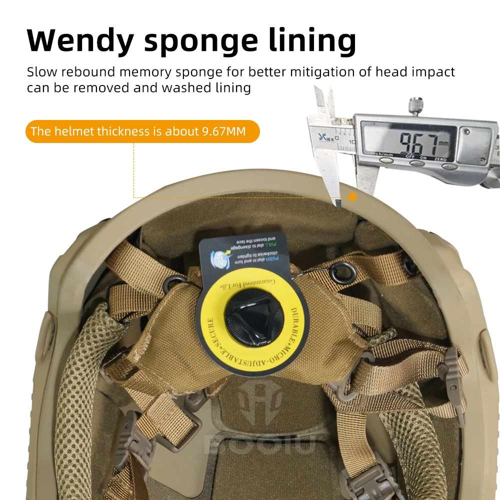 Casco táctico BOOIU, casco protector rápido con suspensión Wendy, casco ligero impermeable - imagen 3