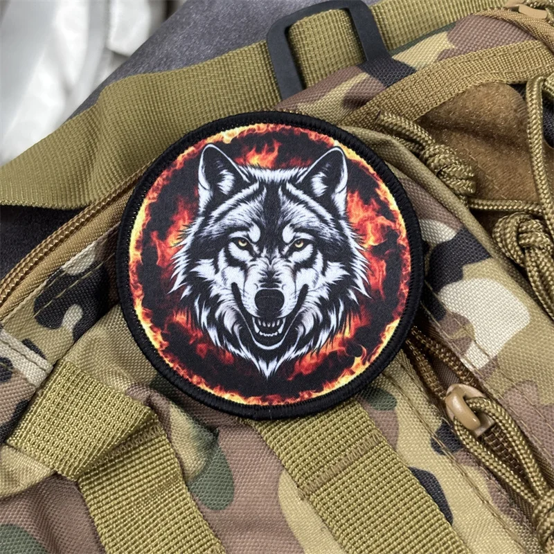 Parche con estampado de lobo para ropa, insignias de moral táctica, parches militares con gancho, pegatinas para mochila - imagen 4