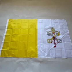 YIXIN90X150cm Bandera del Vaticano Bandera Cristianismo Cruz Banner Estancarín de Iglesia Banner Poliéster de alta calidad Bandera de la Ciudad del Vaticano