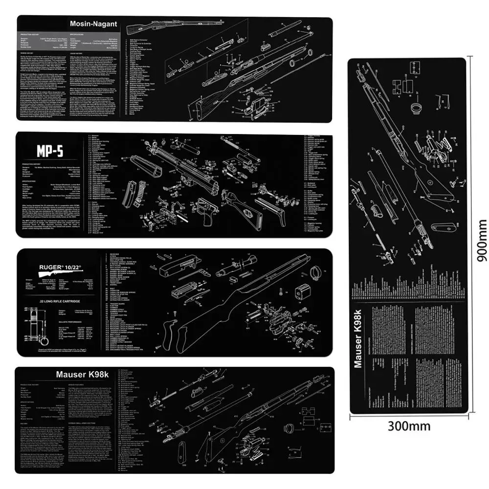 Alfombrilla de limpieza de pistola para AR15, AK47, MP5, mosin-nagant, K98k, Rifle, pistola, armorero, Kits de herramientas de reparación de desmontaje, almohadillas de banco - imagen 5