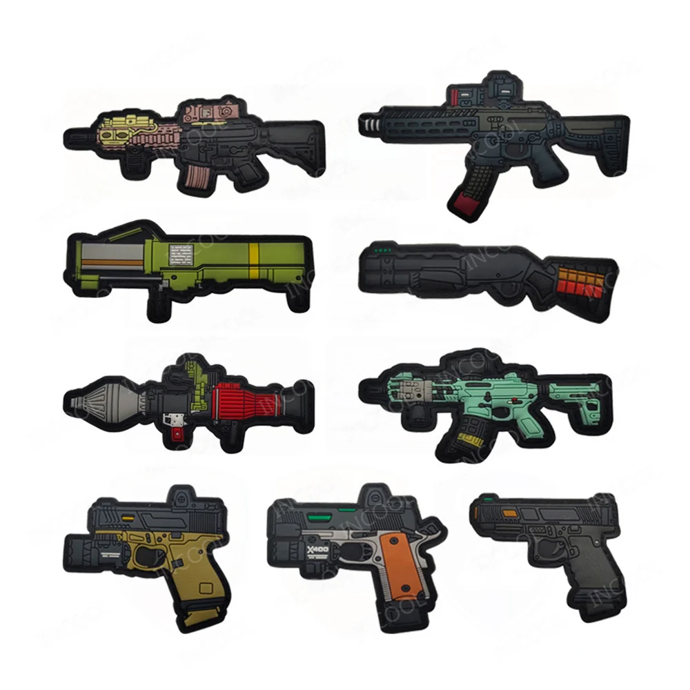 Parche de pistola de goma de PVC 3D AK47, parches de gancho bordados, terapia de tiro de objetivo, apliques decorativos para mochila de ropa - imagen 3