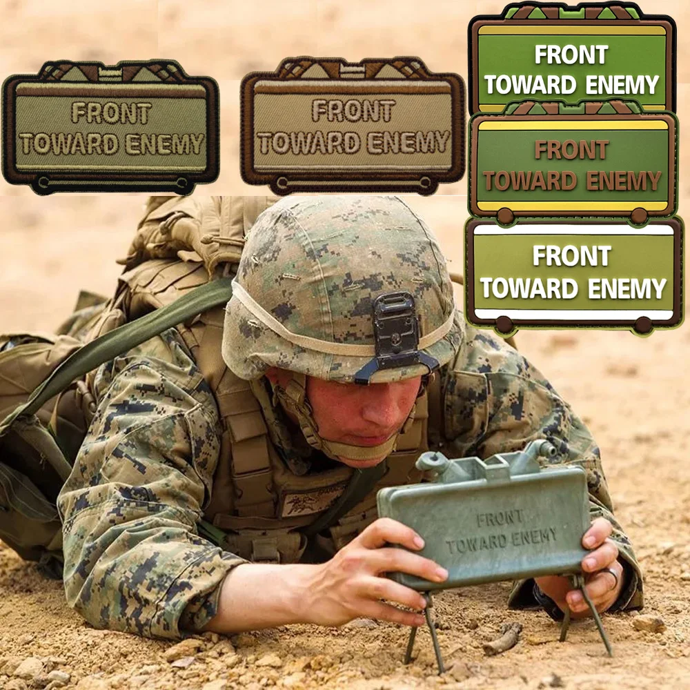 Parche de goma con palabra en inglés, Parte delantera hacia el brazalete ENEMY, tela bordada adjunta, brazalete de mochila moral, nuevo diseño