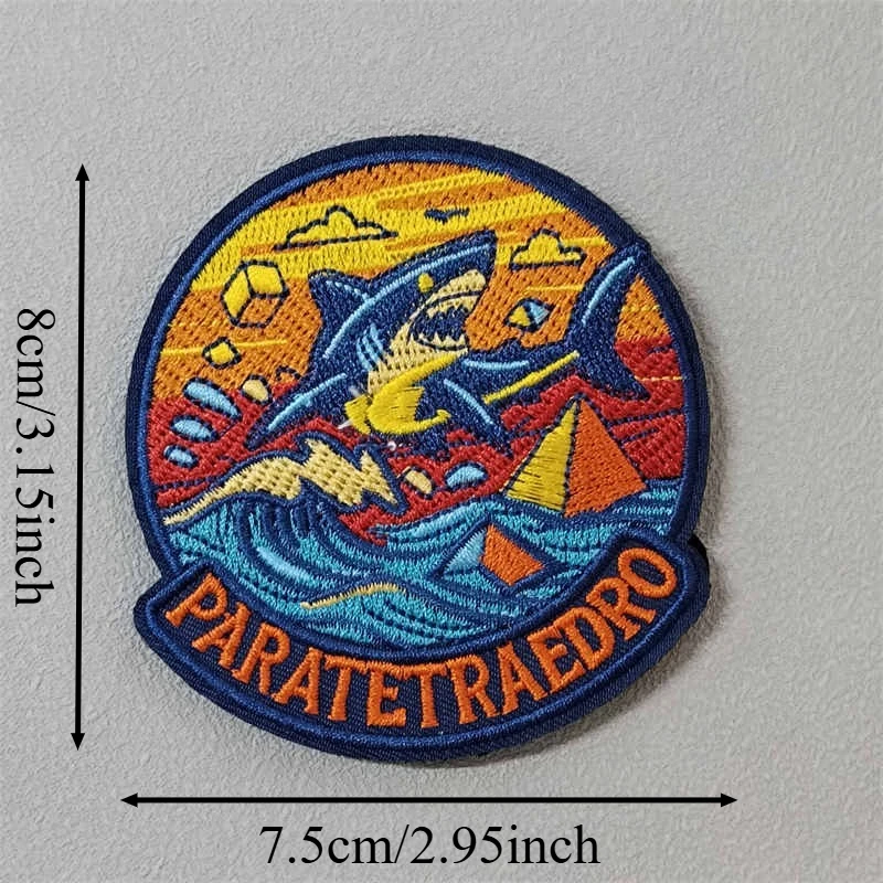 Parche bordado táctico tiburón enojado con velcro – mochilas - imagen 3