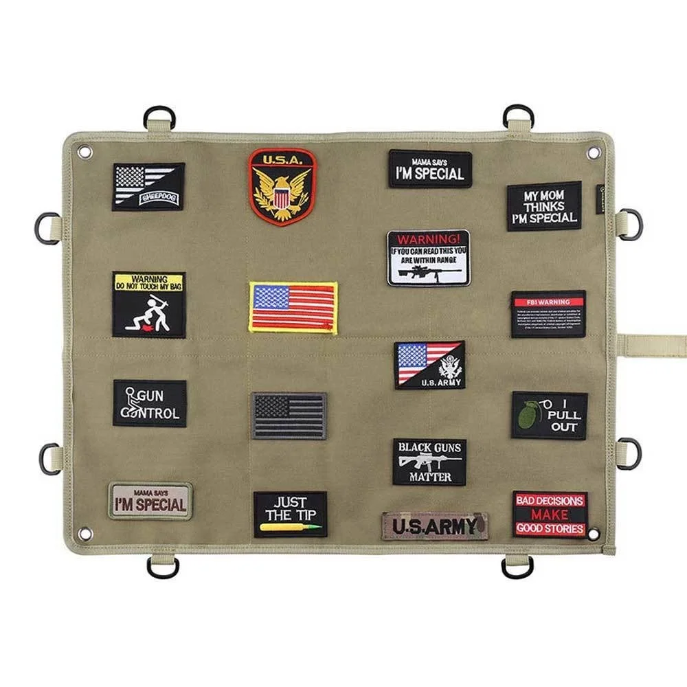 Panel de parche de moral táctica, superficie de bucle de gancho grande de 24 "X 18", respaldo balístico, anillos en D de 360 grados para parches de identificación de pantalla - imagen 4